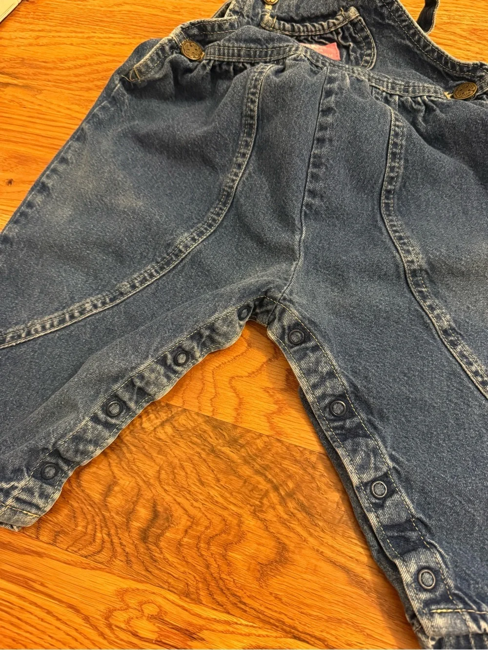 Vintage OshKosh B'gosh Baby Blue Denim Overall Bubble Romper Size 2T Made in USA